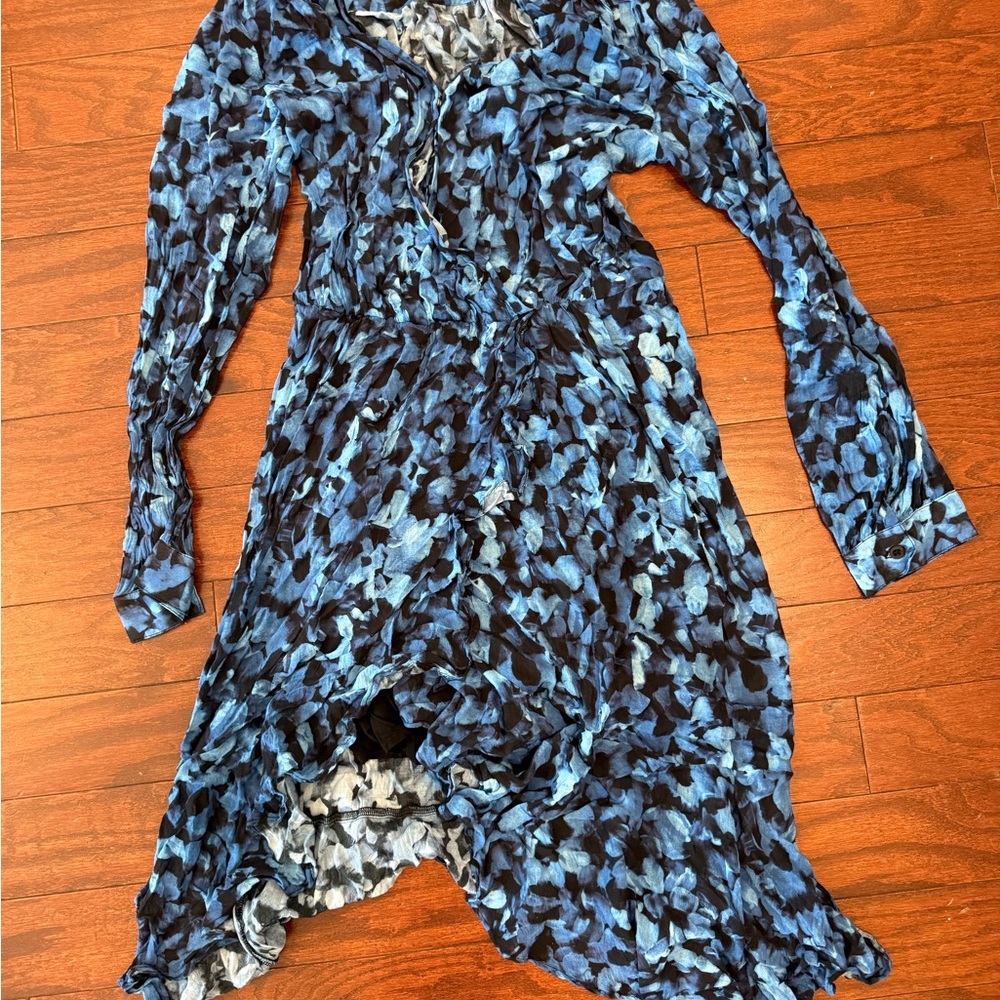 Bella Dahl Blue and Black Patterned Fabric Dress